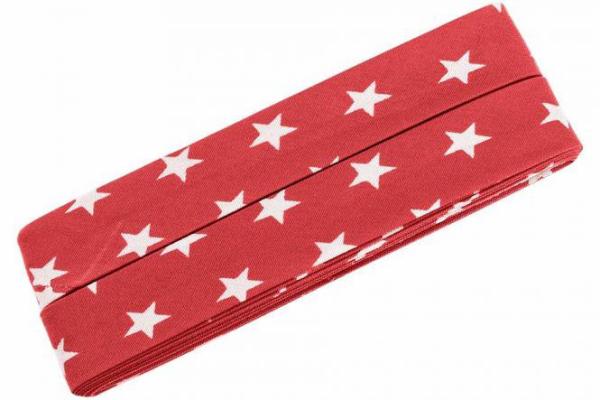 Oaki Doki Baumwoll Schrägband Sterne Rot Breite40/20mm Länge 3 Meter